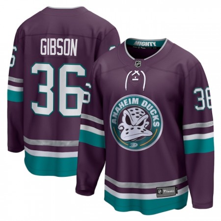 Miehille NHL Anaheim Ducks Pelipaita 30th Anniversary Replica John Gibson 2023-24 Kolmas Violetti